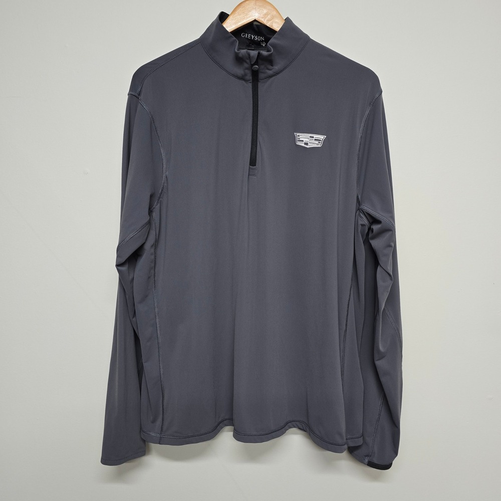 Greyson Cadillac 1/4 Zip Pullover Mens XL Gray Polyamide Stretch Golf Athletic